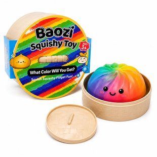 Сквиш-пельмень Baozi Squishy Toy антистресс 20 см Радужный