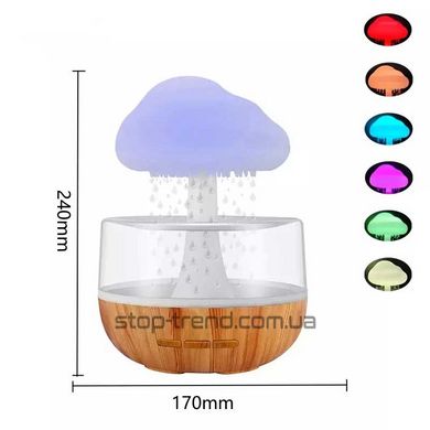 Нічник-гриб Зволожувач повітря 2 в 1 з ефектом крапель, що падають