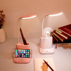 Лампа настільна світлодіодна на акумуляторі 3 в 1 PowerBank Рожева